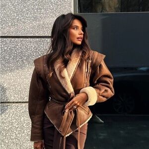Women's Brown Shearling Jacket